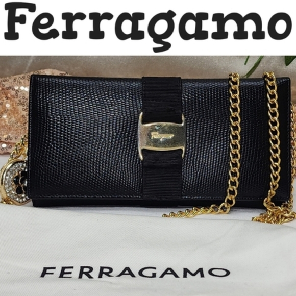Authentic Salvatore Ferragamo Wallet W/ Authentic Ferragamo Chain W/ Dust Bag - Picture 1 of 17